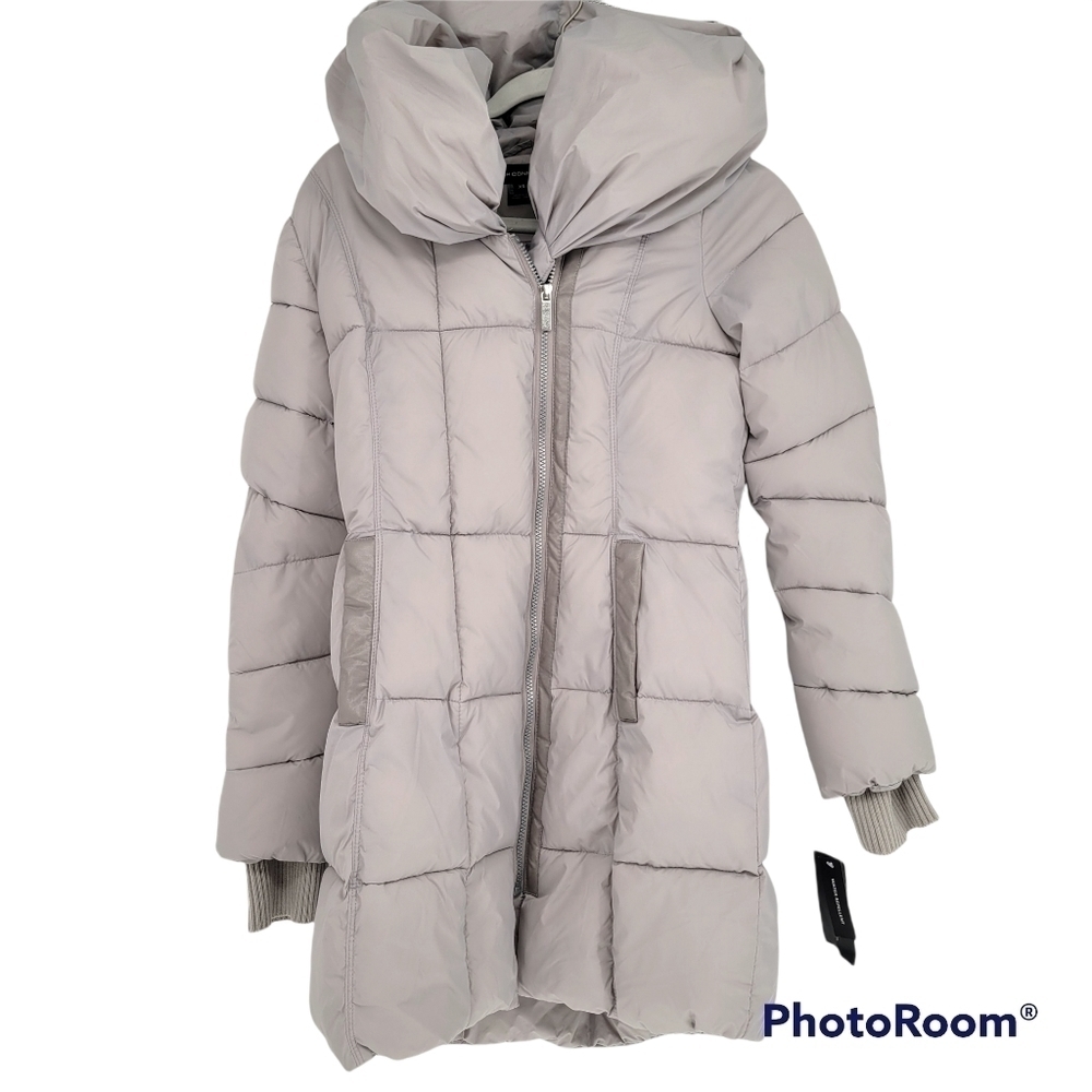 Nwt french connection light grey puffer quilted hoodie winter coat size XSmall